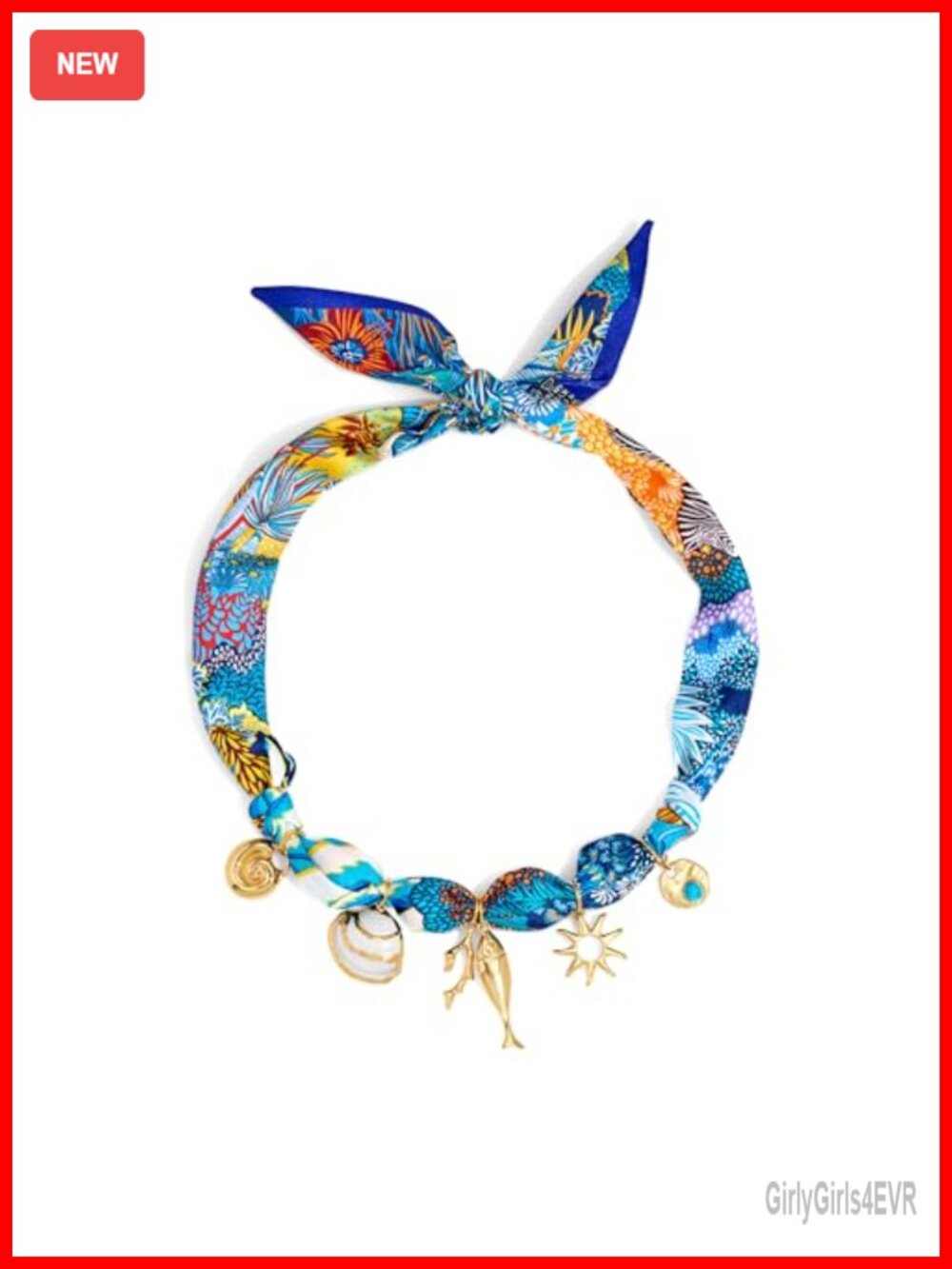 Scarf Necklace with Charms Heart Choker Shell Necklace Bohemian Knot